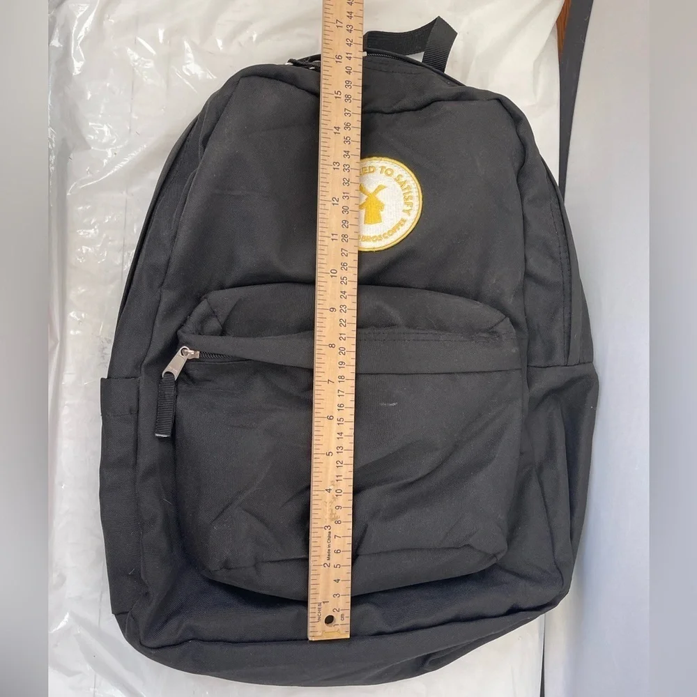 Dutch Bros Black Backpack w Yellow Windmill Logo Patch